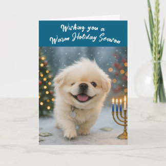 Carte de vœux de fêtes avec Pete le Pekingese