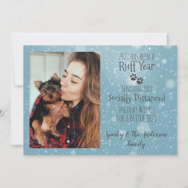 Carte de Vœux de Fêtes avec Photo de Chien d'une A (Devant)