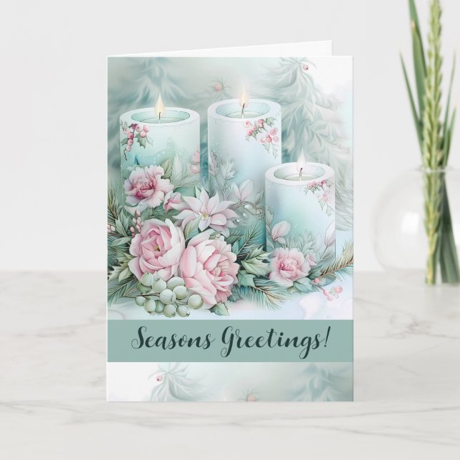 Carte de vœux de fêtes Candle Elegance in Pastel B (Devant)
