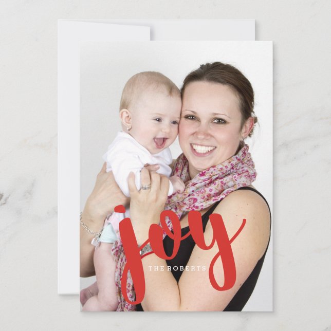 Carte de vœux de fêtes Joy Bold Red / Modern Photo (Devant)