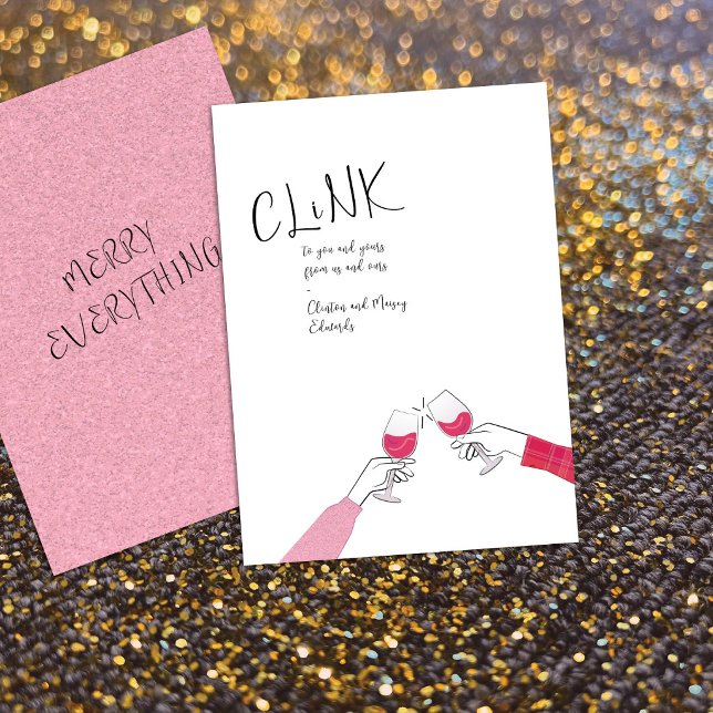 Carte de voeux de fêtes – « Tchin » Verres à vin q (Créateur téléchargé)