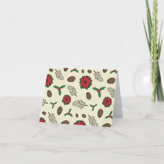 Carte de vœux de fêtes vierge avec poinsettias et  (Devant)