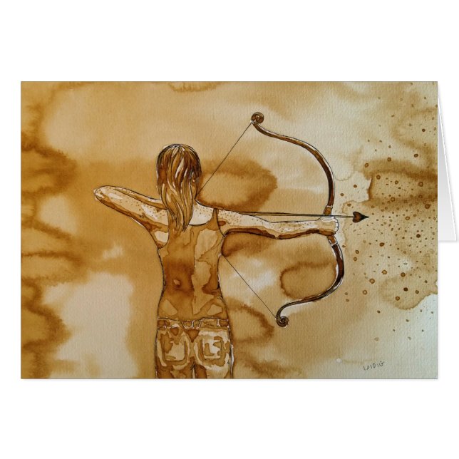 carte de voeux de fille de tir à l'arc (Devant horizontal)