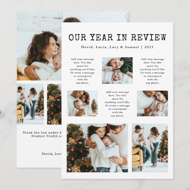 Carte de vœux de fin d'année avec bilan annuel en  (Devant / Derrière)
