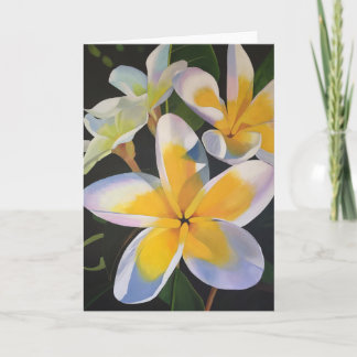 Carte de voeux de Frangipani d'été - blanc