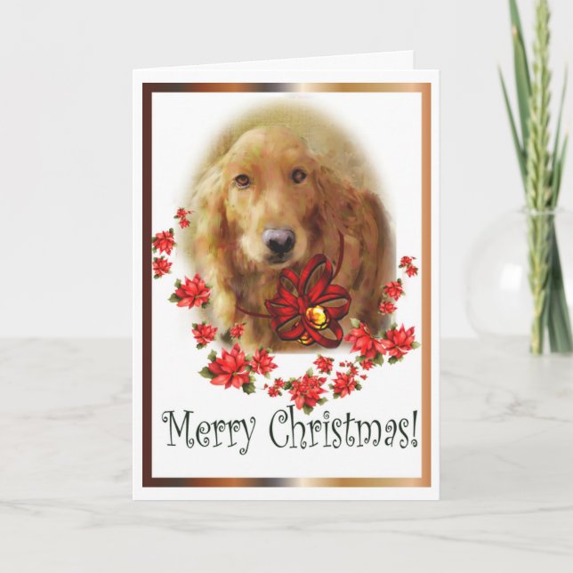 Carte de voeux de golden retriever de Noël (Devant)