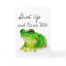 Carte de voeux de grenouille : "Tais-toi et Embras