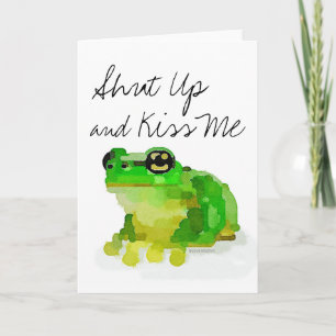Carte de voeux de grenouille : "Tais-toi et Embras