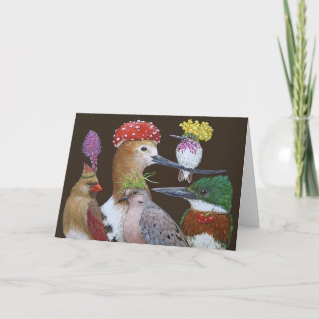 Carte de voeux de groupe d'oiseaux amusant (Devant)