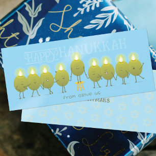 Carte de vœux de groupe pour Hanukkah Menorah Oliv