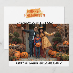 Carte de vœux de Halloween familiale joyeuse, Hall