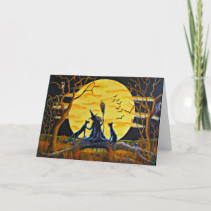 Carte de voeux de Halloween, sorcière,