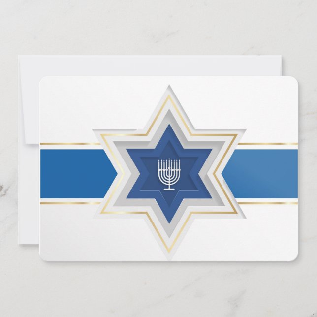 Carte de vœux de Hanukkah avec une étoile de David (Devant)