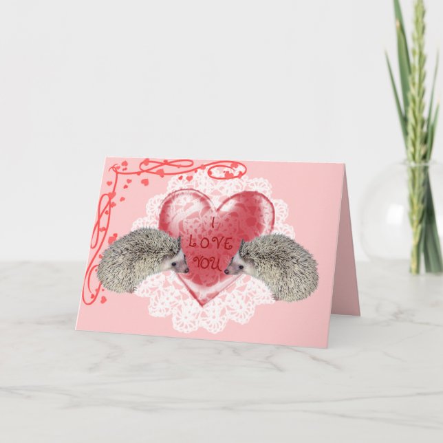 Carte de voeux de hérisson d'amour (Devant)
