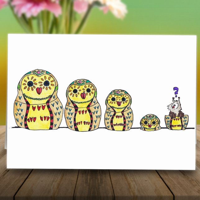 Carte de voeux de HIBOU de MATRYOSHKA par Nicole (Créateur téléchargé)