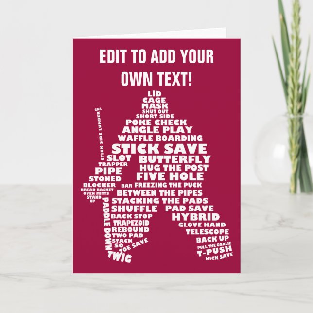 Carte de voeux de hockey Goalie Text Art (Devant)