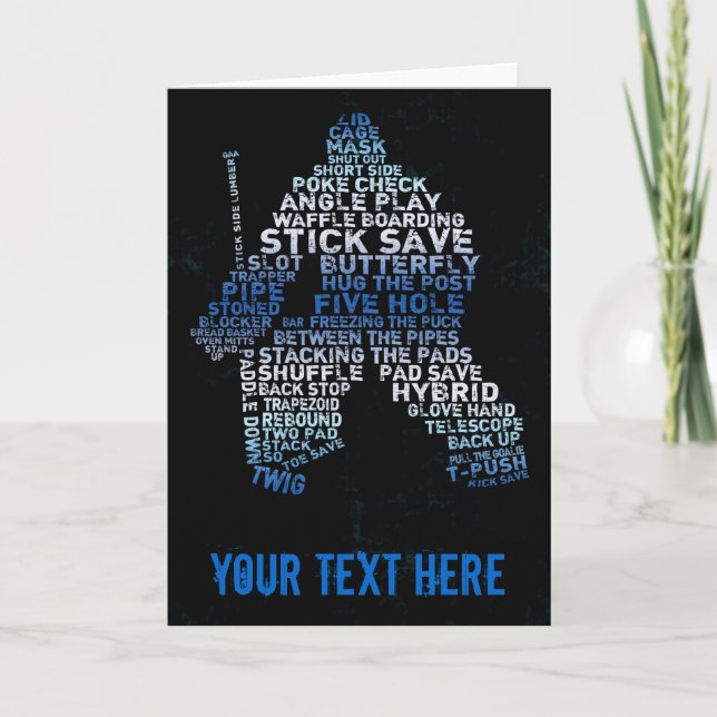 Carte de voeux de hockey Goalie Text Art (Devant)