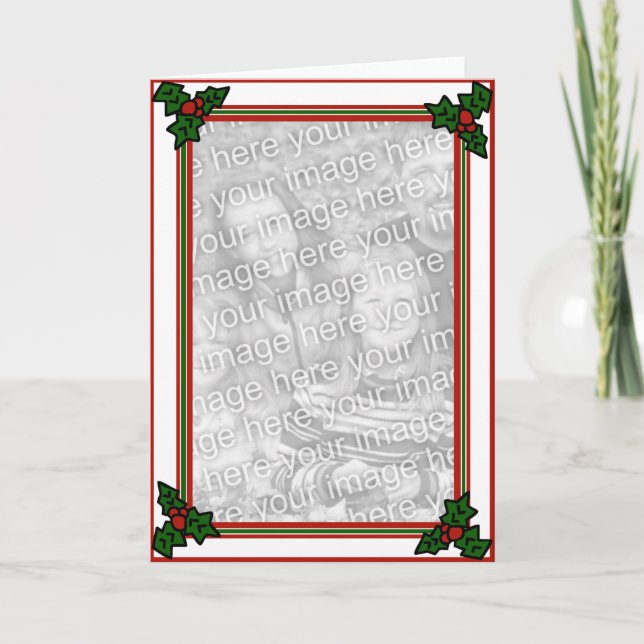 Carte de voeux de houx/photo (Devant)