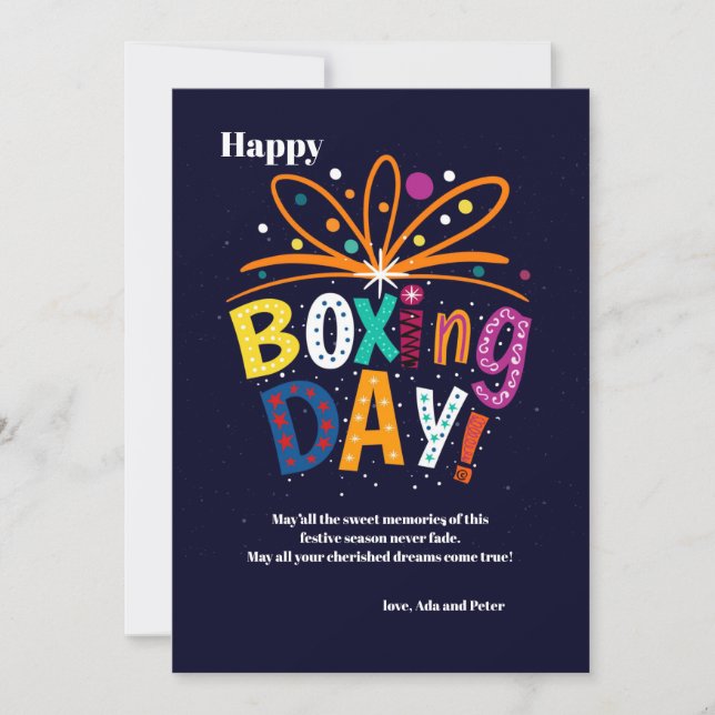 Carte de voeux de jour de boxe (Devant)