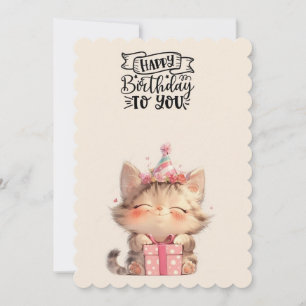 Carte de vœux de joyeux anniversaire adorable chat