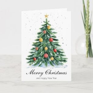 Carte de vœux de Joyeux Noël avec un arbre classiq