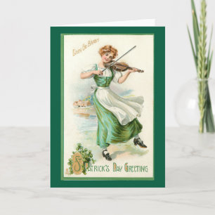 Carte de vœux de la demoiselle irlandaise avec vio
