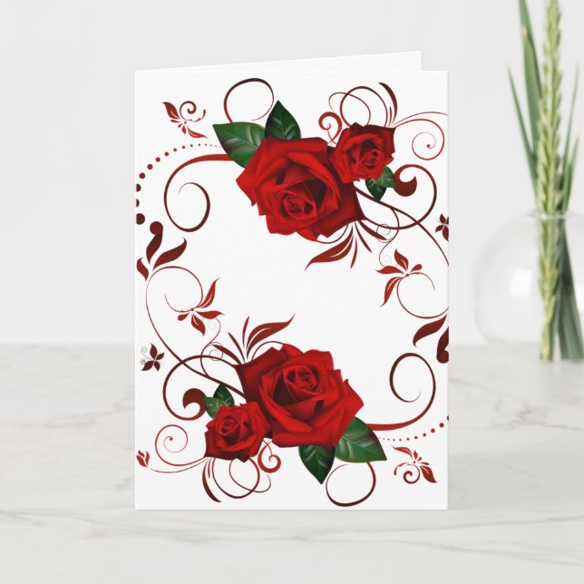 Carte de voeux de la fête des mères Rose rouge (Devant)