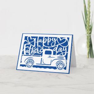 Carte de vœux de la fête des pères camion bleu