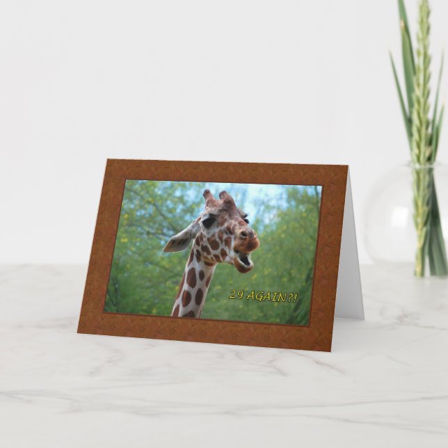 Carte de voeux de la girafe 29 d'anniversaire (Devant)