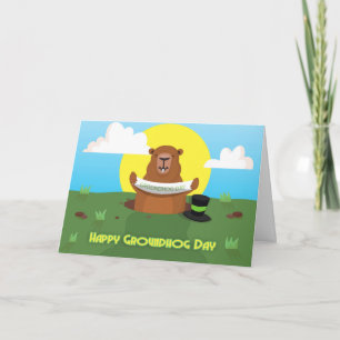 Carte de voeux de la journée de la marmotte avec p