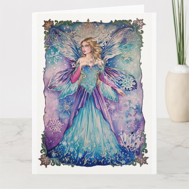 Carte de voeux de la reine de fée d'hiver (Devant)