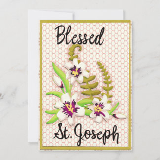 Carte de vœux de la Saint-Joseph bénie avec un lys