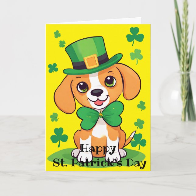 Carte de vœux de la Saint-Patrick avec un chiot jo (Devant)