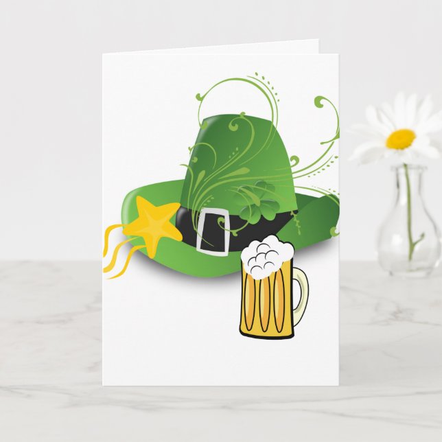 Carte de voeux de la Saint Patrick Bière Casquette (Petite plante)