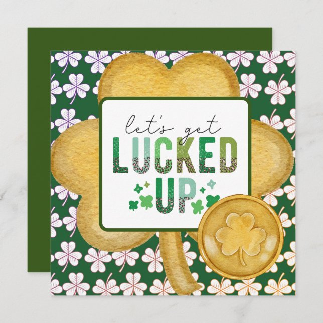 Carte de voeux de la Saint Patrick LUCKY UP (Devant / Derrière)
