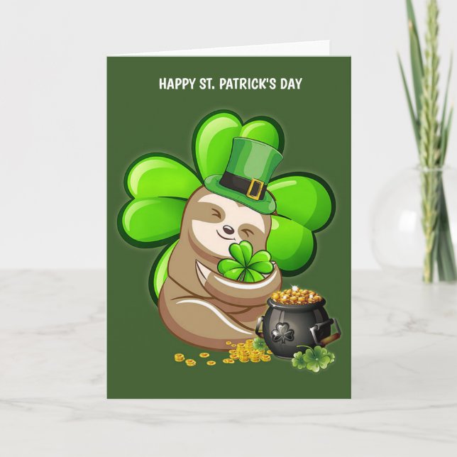 Carte de vœux de la Saint-Patrick pour paresseux (Devant)