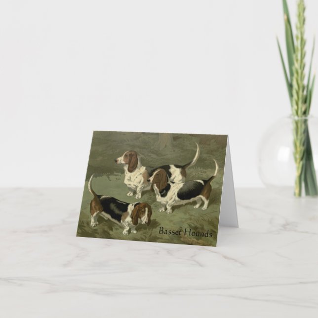 Carte de voeux de la série Dog - Basset Hounds (Devant)