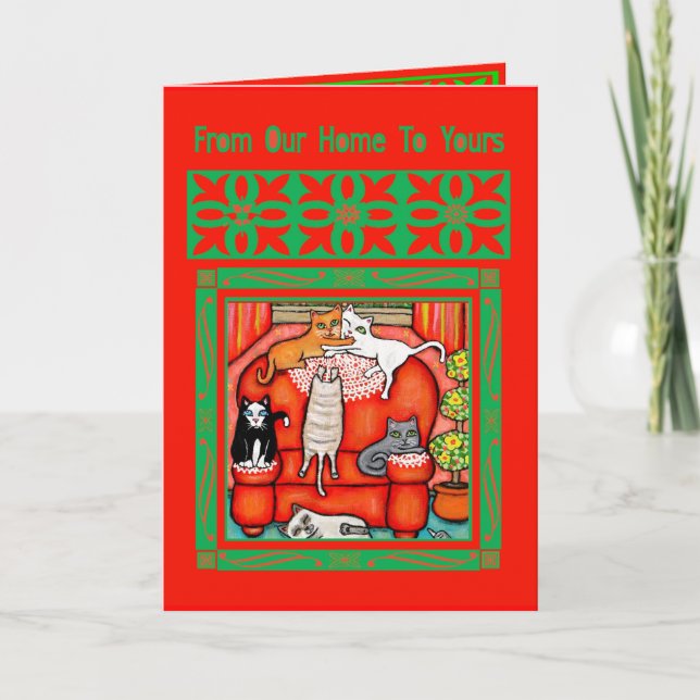 Carte de voeux de l'amoureux des chats de Noël (Devant)