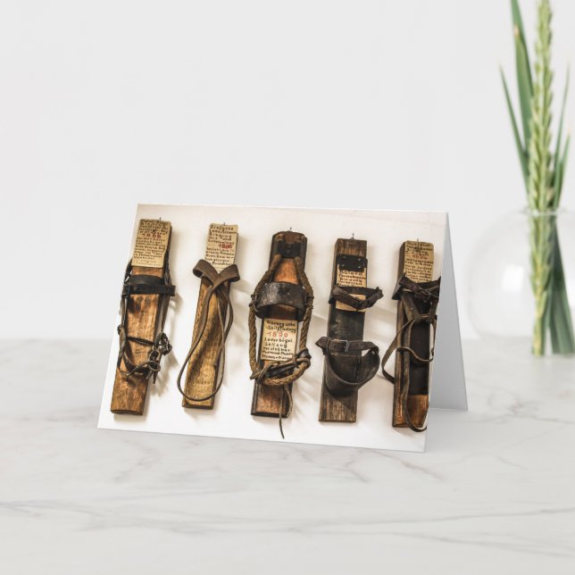 Carte de voeux de l'ancien temps de ski (Devant)