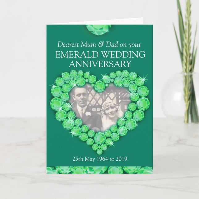 Carte de vœux de l'anniversaire de mariage émeraud (Devant)