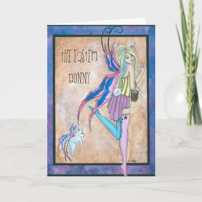 Carte de voeux de lapin de Pâques (Devant)