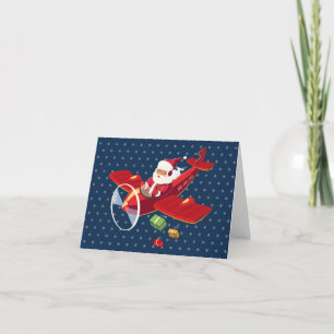 Carte de voeux de l'avion volant père Noël
