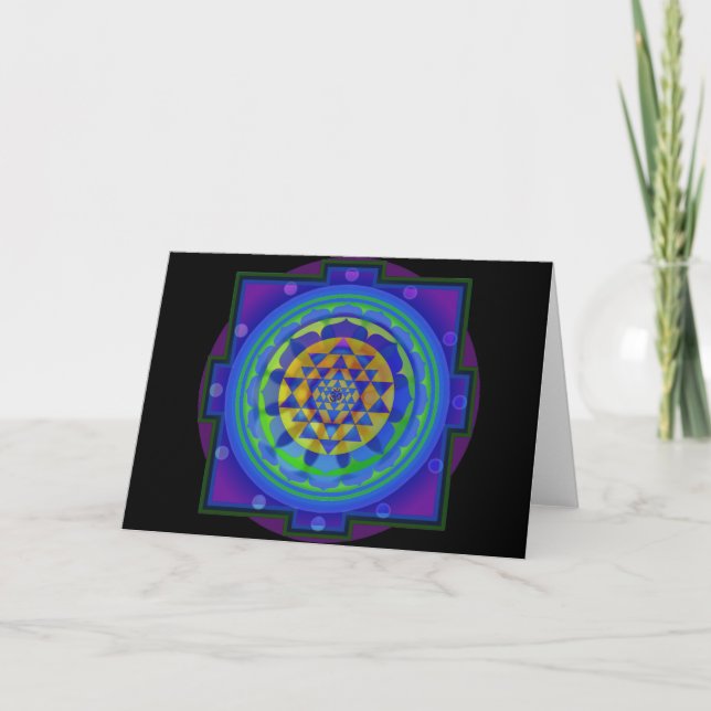 Carte de voeux de mandala de l'OM (AUM) Yantra (Devant)
