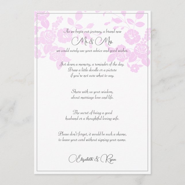 Carte de Vœux de Mariage et Conseils d'Amour et de (Devant)