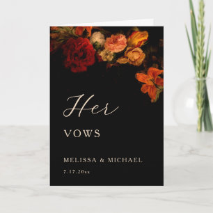 Carte de vœux de mariage florale sombre vintage