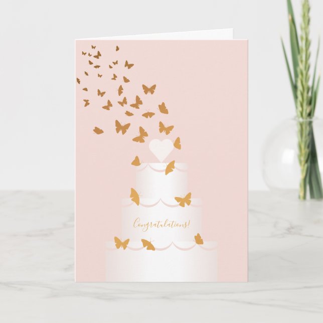 Carte de voeux de mariage mariage Cake Butterflies (Devant)