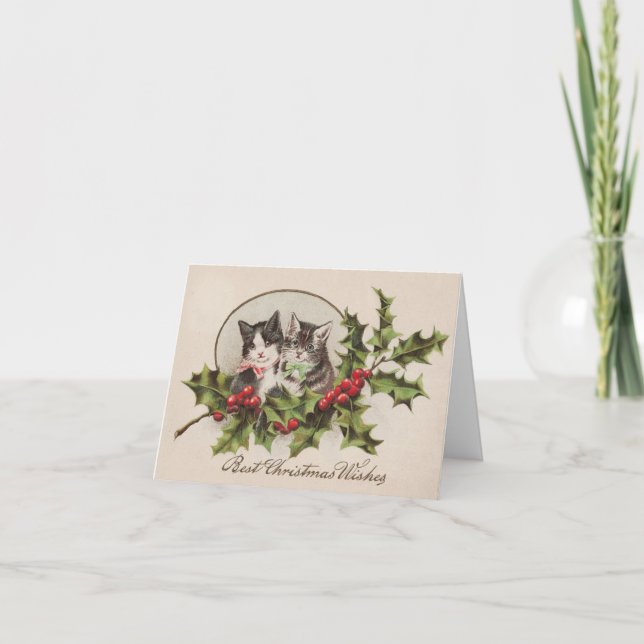 Carte de voeux de minous de Noël (Devant)