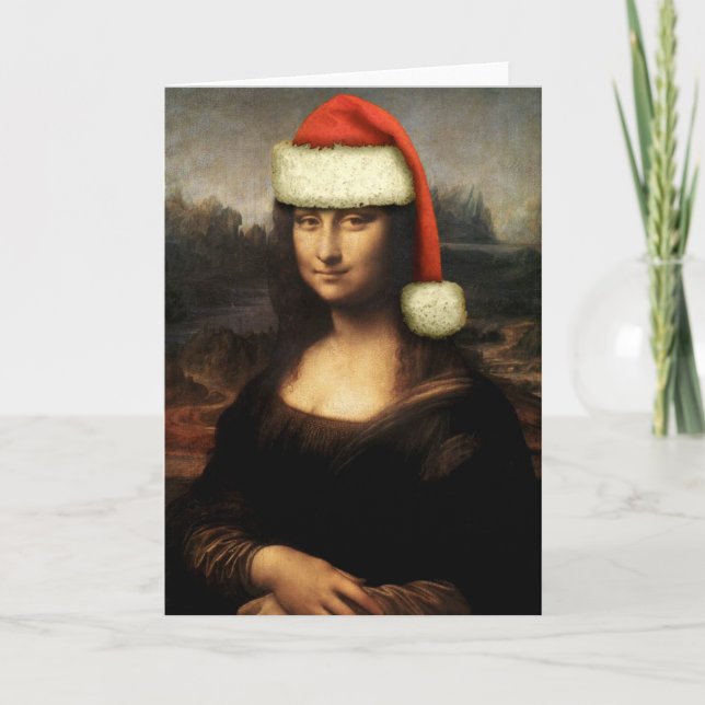 Carte de voeux de Mona Lisa Père Noël (Devant)