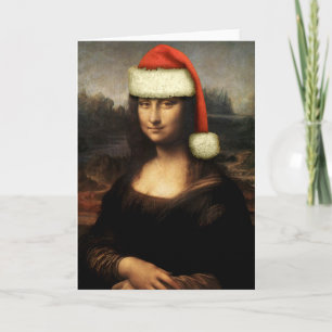Carte de voeux de Mona Lisa Père Noël