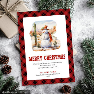 Carte de vœux de Noël à carreaux Western Buffalo